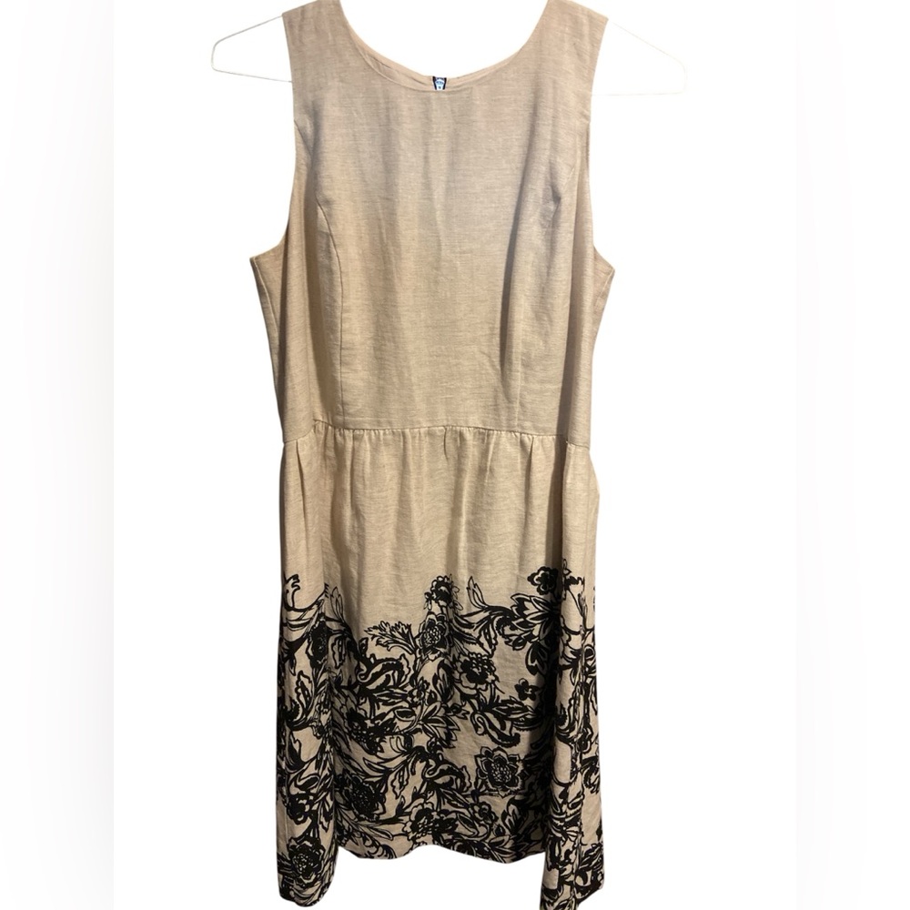 LOFT | Linen Blend Floral Fit and Flare Dress Size 8